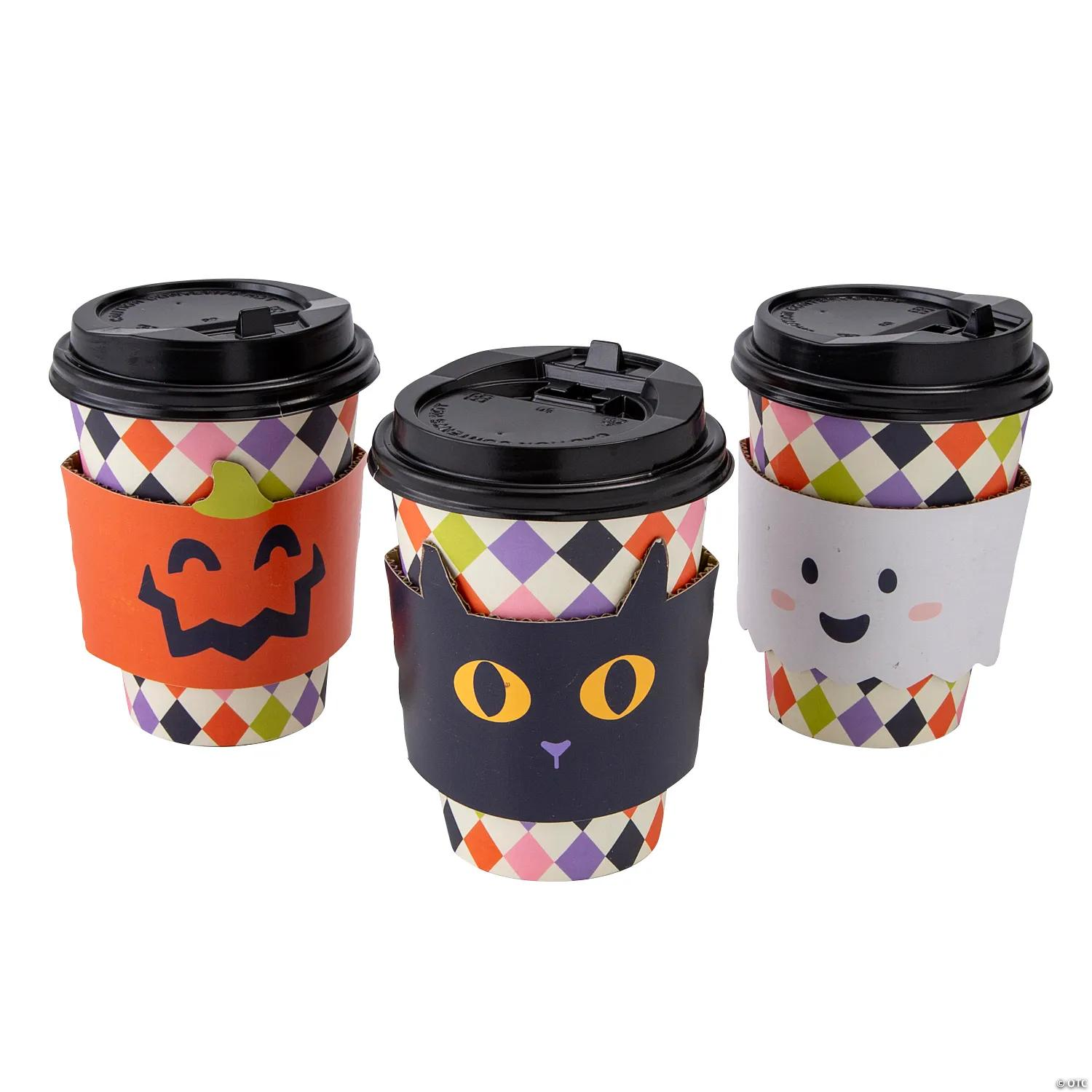 Frightfully Fun Paper Coffee Cups with Lids & Sleeves